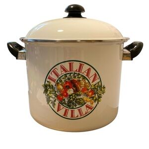 White Enamel Stock Pot “Italian Villa”